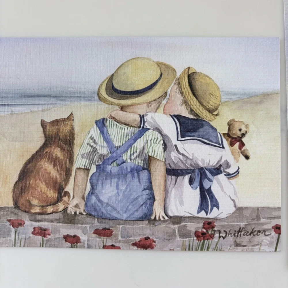 Vintage AHAF Whittaker Watercolor Greeting Cards Set Seaside Coastal 3 Pack